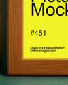 Wooden Framed Poster on Shelf with Plants Mockup
