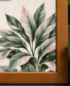Wooden Framed Poster on Shelf with Plants Mockup