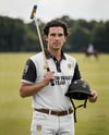 Polo Player Wearing Jersey Holding Helmet and Mallet Mockup