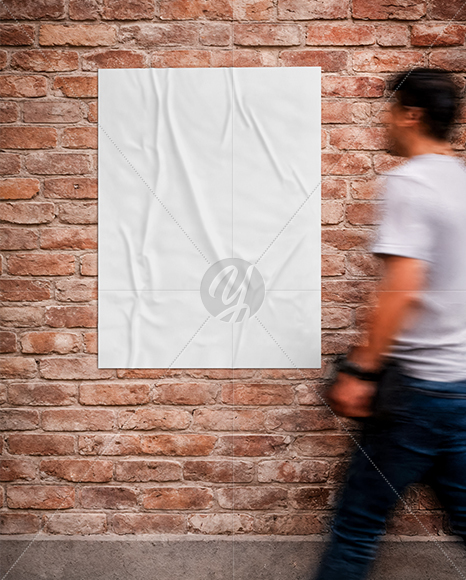 Outdoor Poster on Bricks Wall Mockup
