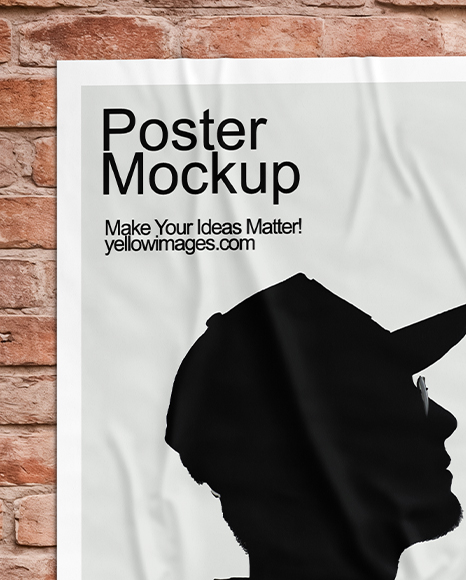 Outdoor Poster on Bricks Wall Mockup