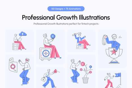 Professional Growth Illustration Bundle - Graphics