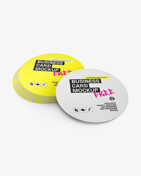 Circle Business Cards Mockup - Wheat poster mockup