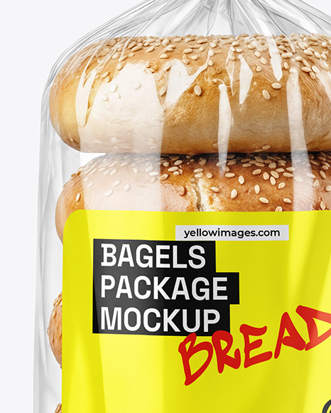 Sesame Seed Bagels Package Mockup
