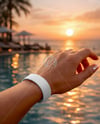 Silicone Wristband on Woman's Hand Mockup
