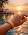 Silicone Wristband on Woman's Hand Mockup