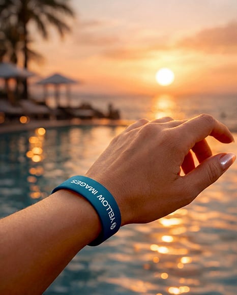 Silicone Wristband on Woman's Hand Mockup