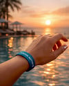 Silicone Wristband on Woman's Hand Mockup