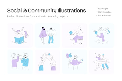 Social and Community Illustrations Bundle