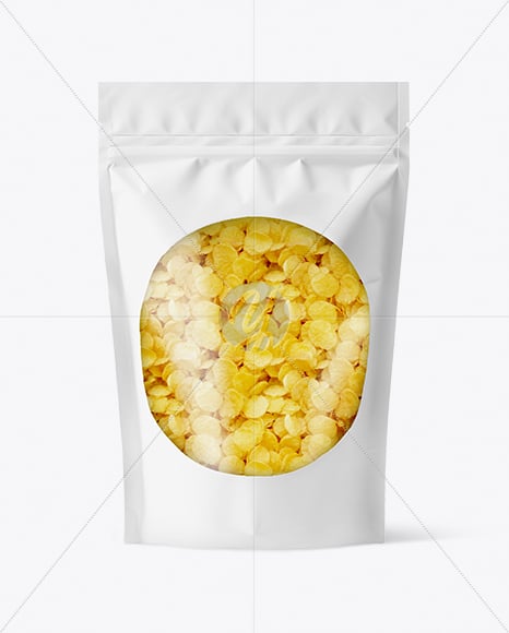 Stand-up Pouch with Corn Flakes Mockup