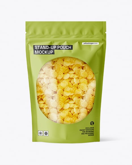Stand-up Pouch with Corn Flakes Mockup