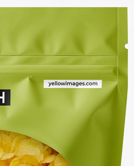 Stand-up Pouch with Corn Flakes Mockup