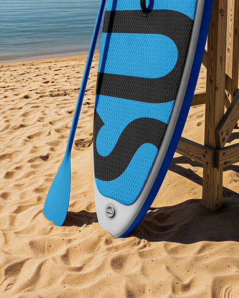 SUP Board on Sandy Beach Mockup