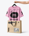 T-Shirt on Hanger with Shopping Bag Mockup