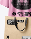 T-Shirt on Hanger with Shopping Bag Mockup