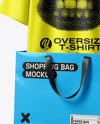 T-Shirt on Hanger with Shopping Bag Mockup