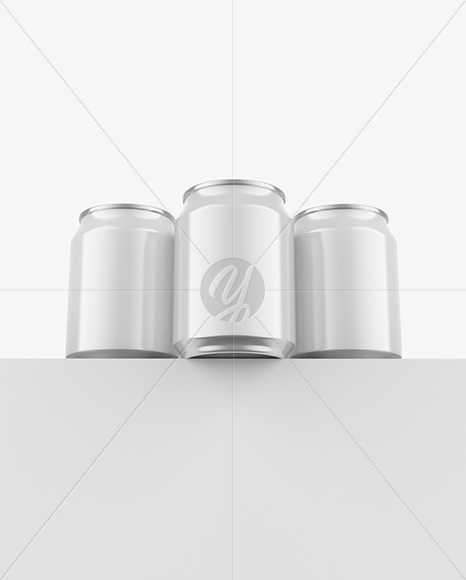 Three Glossy Cans Mockup