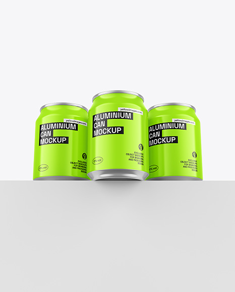 Three Glossy Cans Mockup - Packaging mockups