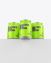 Three Glossy Cans Mockup