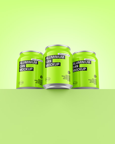 Three Glossy Cans Mockup
