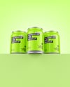 Three Glossy Cans Mockup