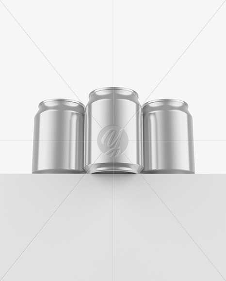 Three Glossy Metallic Cans Mockup