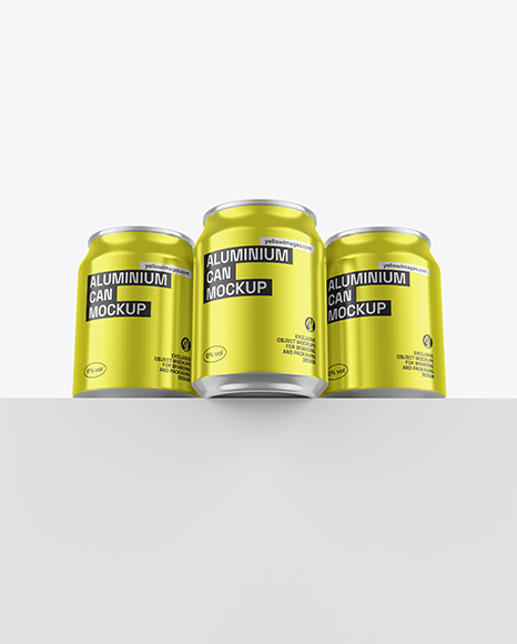 Three Glossy Metallic Cans Mockup - Packaging mockups