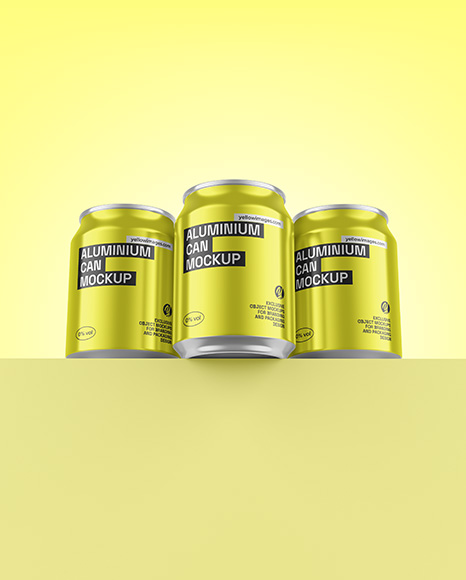 Three Glossy Metallic Cans Mockup