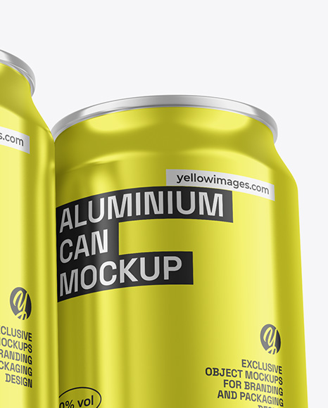 Three Glossy Metallic Cans Mockup