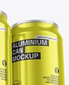 Three Glossy Metallic Cans Mockup