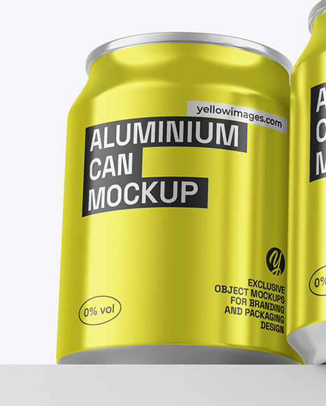 Three Glossy Metallic Cans Mockup