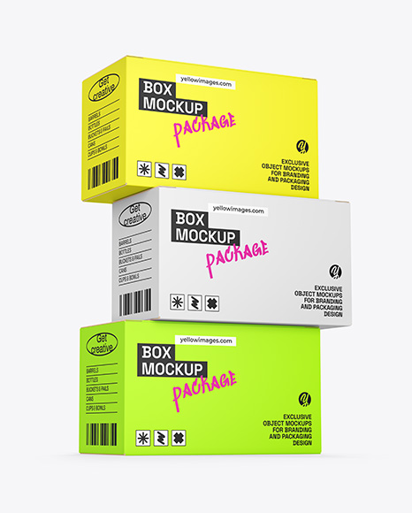Three Paper Boxes Mockup