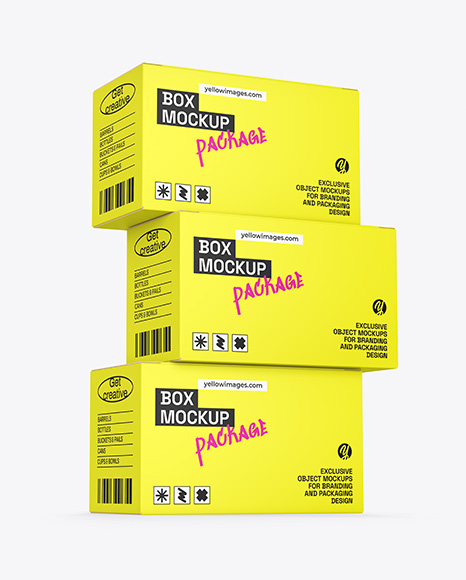 Three Paper Boxes Mockup