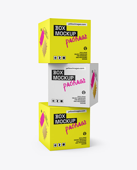 Three Paper Boxes Mockup