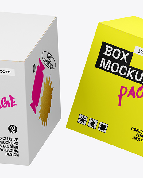 Three Paper Boxes Mockup