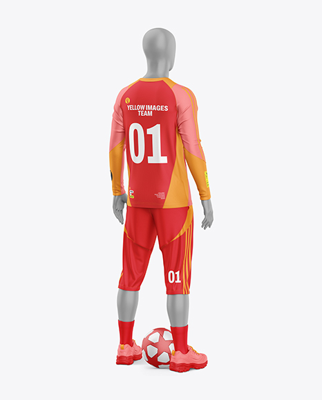 Training Long Sleeve Full Soccer Kit Mockup – Back Half Side View