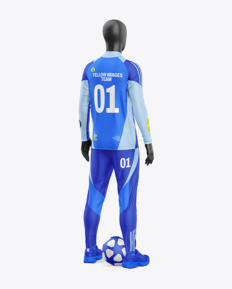 Training Long Sleeve Full Soccer Kit Mockup – Back Half Side View