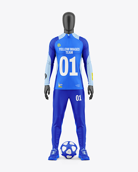 Training Long Sleeve Full Soccer Kit Mockup - Front View