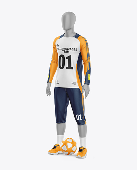 Training Long Sleeve Full Soccer Kit Mockup - Half Side View