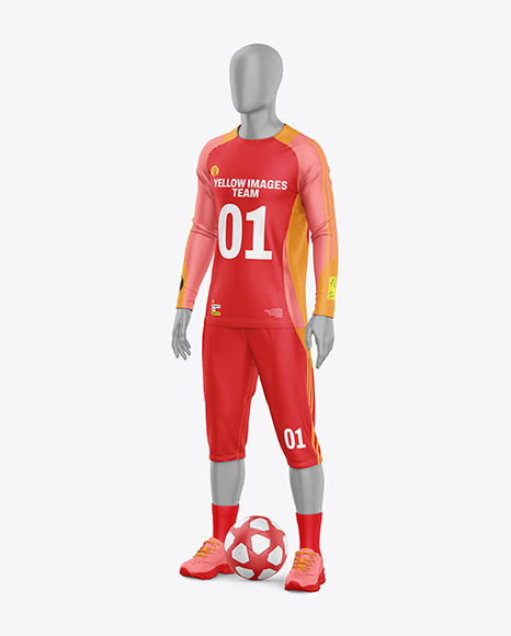 Training Long Sleeve Full Soccer Kit Mockup - Half Side View
