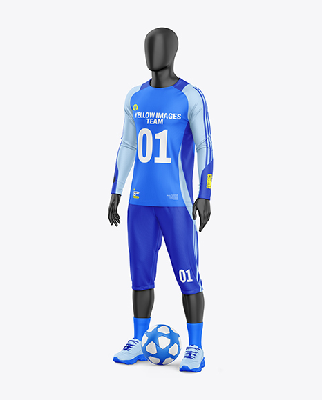 Training Long Sleeve Full Soccer Kit Mockup - Half Side View