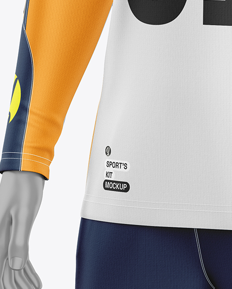 Training Long Sleeve Full Soccer Kit Mockup - Half Side View