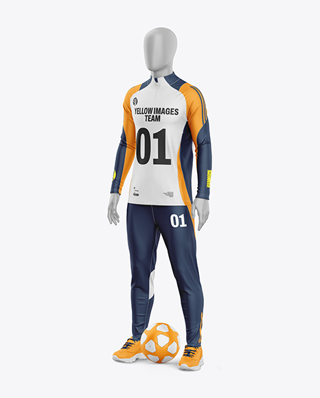 Training Long Sleeve Full Soccer Kit Mockup - Half Side View