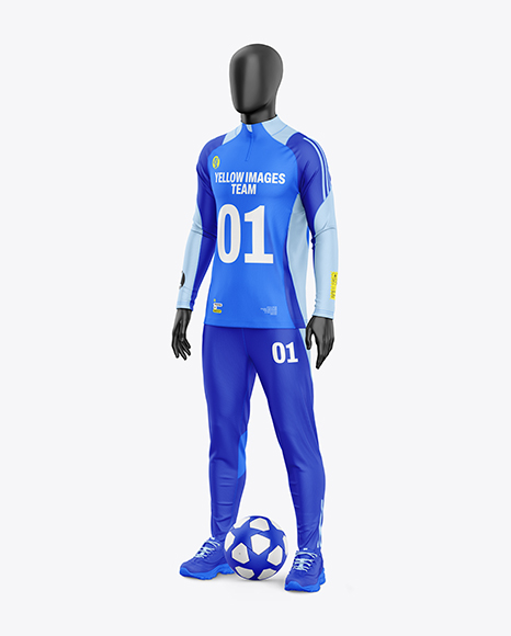 Training Long Sleeve Full Soccer Kit Mockup - Half Side View