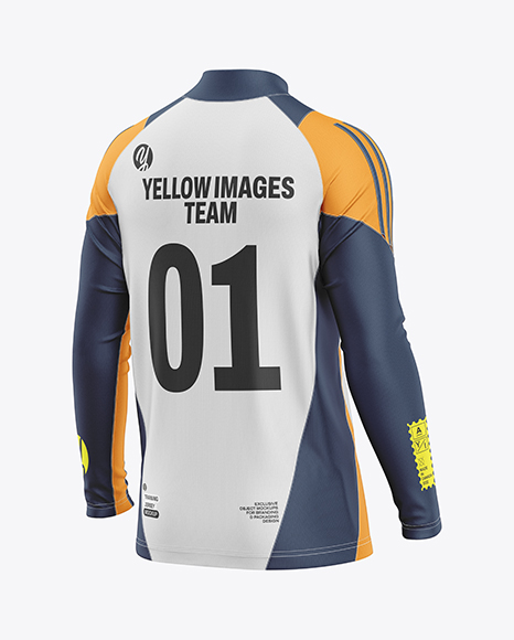 Training Zipper Long Sleeve Jersey Mockup - Back Half Side View
