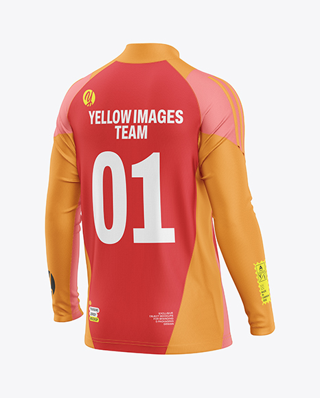 Training Zipper Long Sleeve Jersey Mockup - Back Half Side View