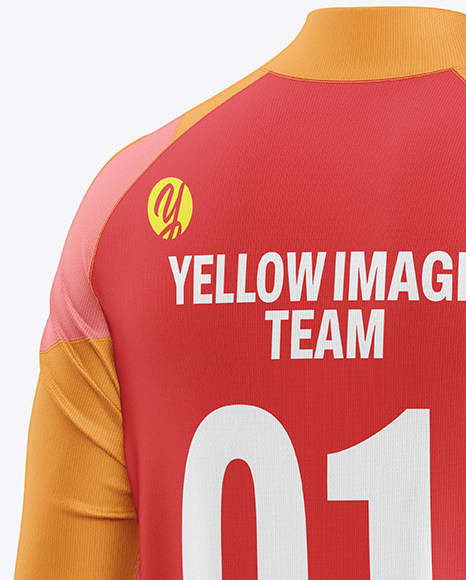 Training Zipper Long Sleeve Jersey Mockup - Back Half Side View