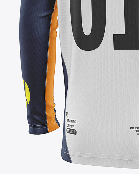 Training Zipper Long Sleeve Jersey Mockup - Back Half Side View
