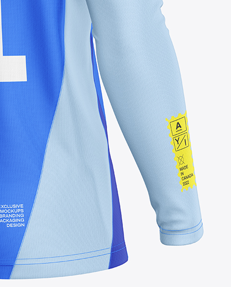 Training Zipper Long Sleeve Jersey Mockup - Back Half Side View