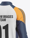 Training Zipper Long Sleeve Jersey Mockup - Back Half Side View